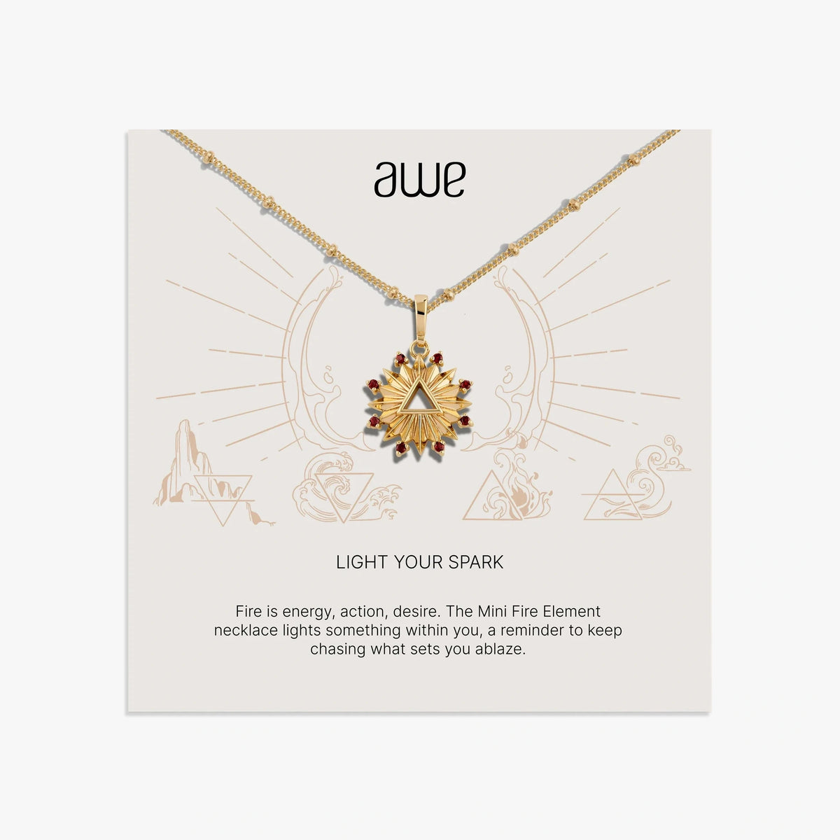Awe Inspired Necklaces 14K Gold Vermeil / 16-18" Fire Sign Card Gift Set