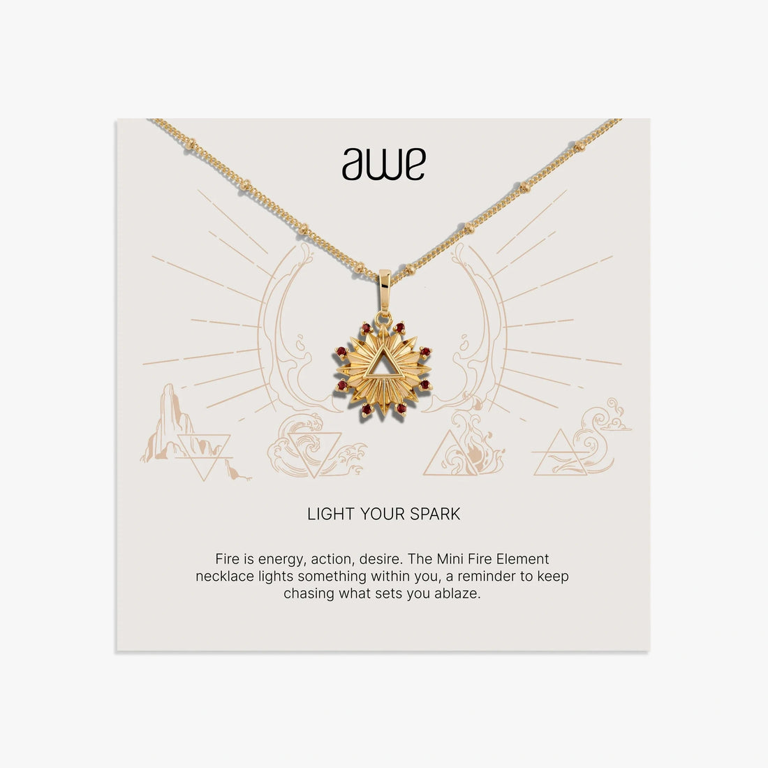 Awe Inspired Necklaces 14K Gold Vermeil / 16-18" Fire Sign Card Gift Set