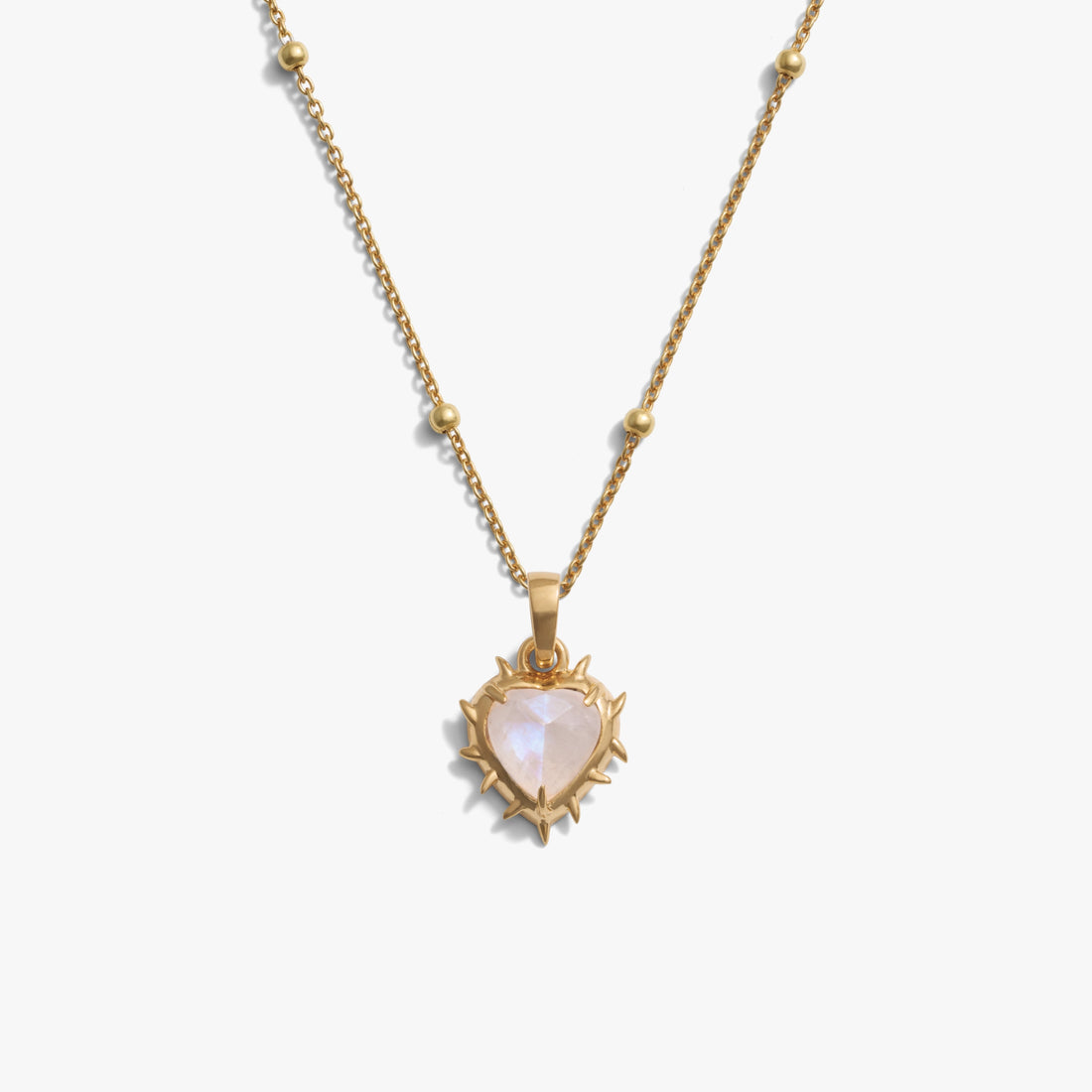 Awe Inspired Necklaces 14K Gold Vermeil / 16-18'' / Moonstone Heart of Thorns Necklace