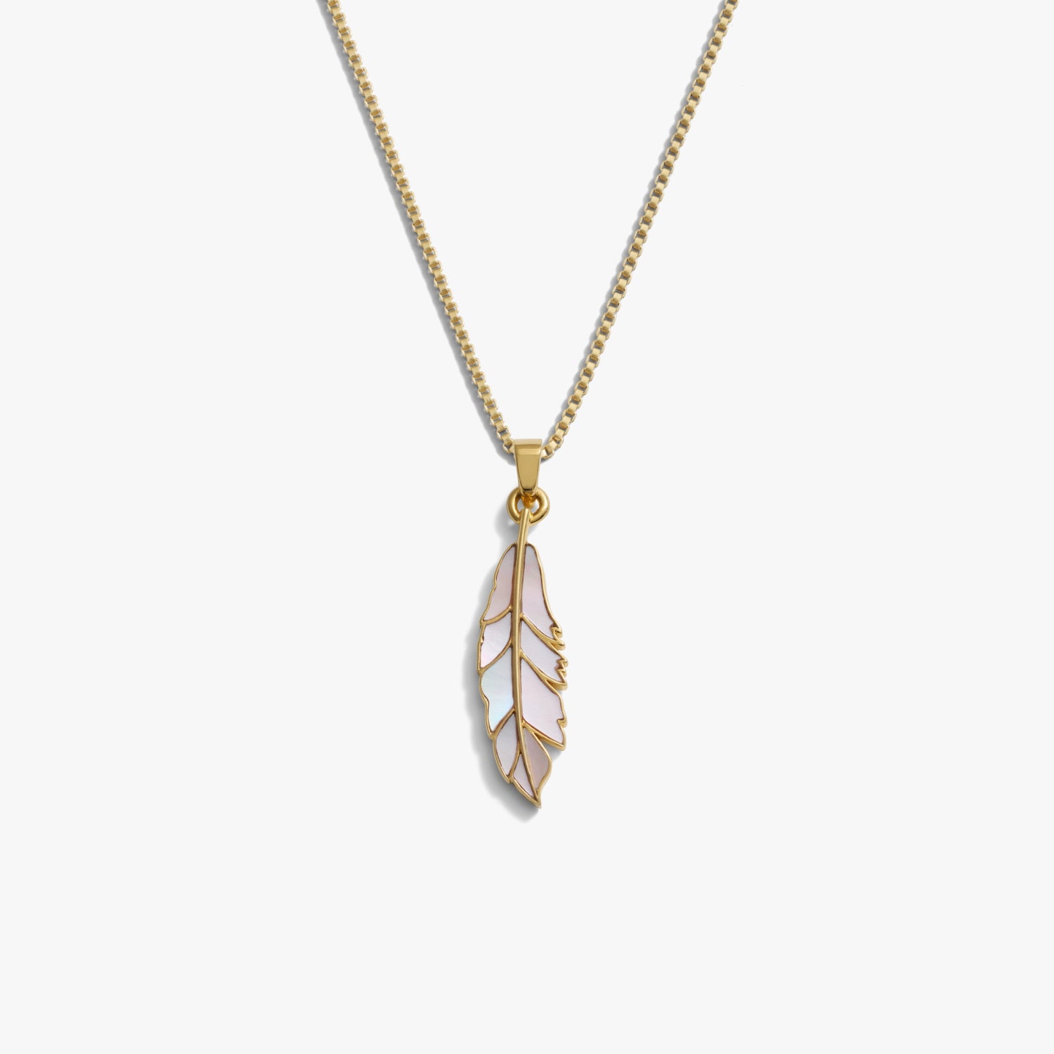 Awe Inspired Necklaces 14K Gold Vermeil / 16"-18" Mother of Pearl Feather Necklace