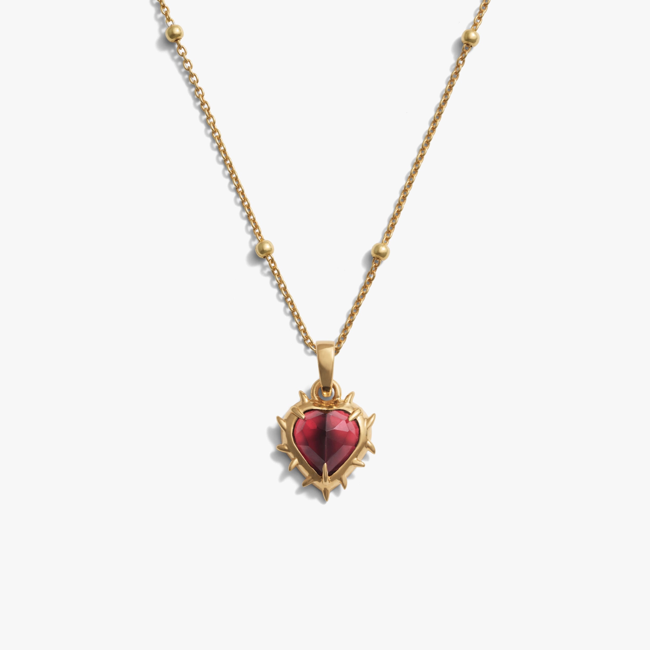 Awe Inspired Necklaces 14K Gold Vermeil / 16-18'' / Red Garnet Heart of Thorns Necklace