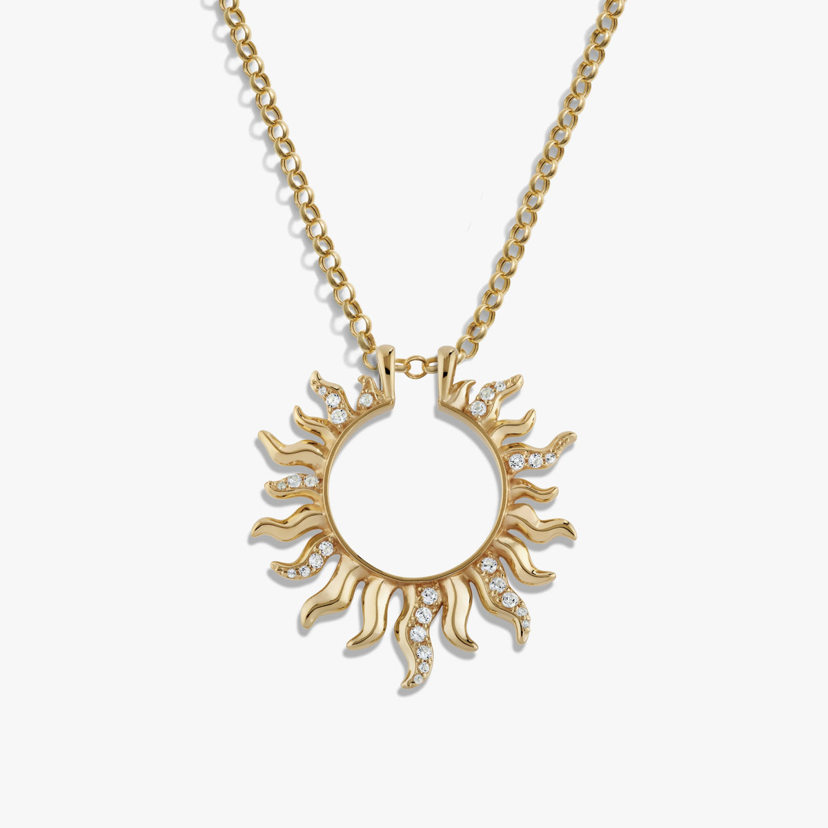 Awe Inspired Necklaces 14K Gold Vermeil / 16-18" Rolo Chain Sun Halo Necklace