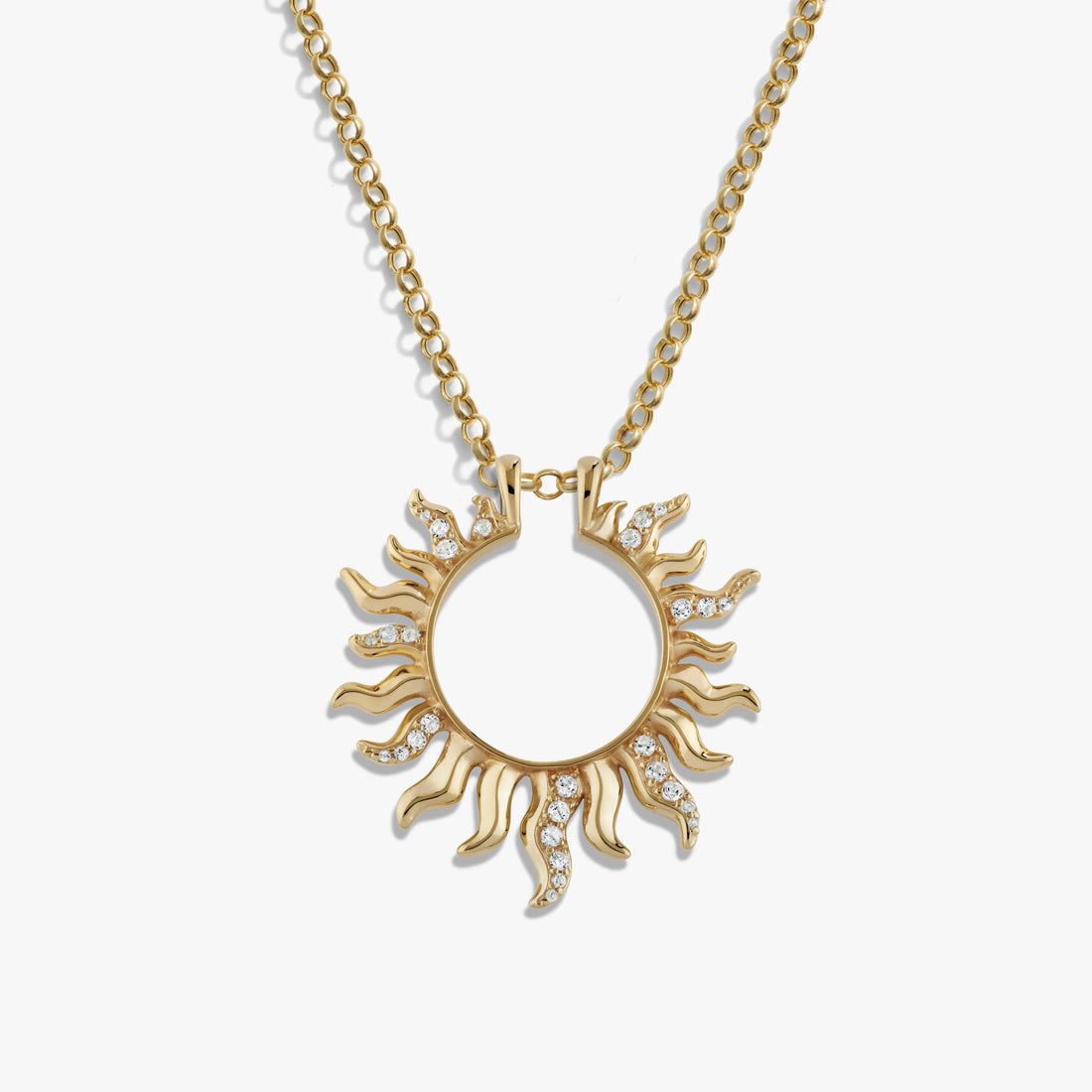 Awe Inspired Necklaces 14K Gold Vermeil / 16-18" Rolo Chain Sun Halo Necklace