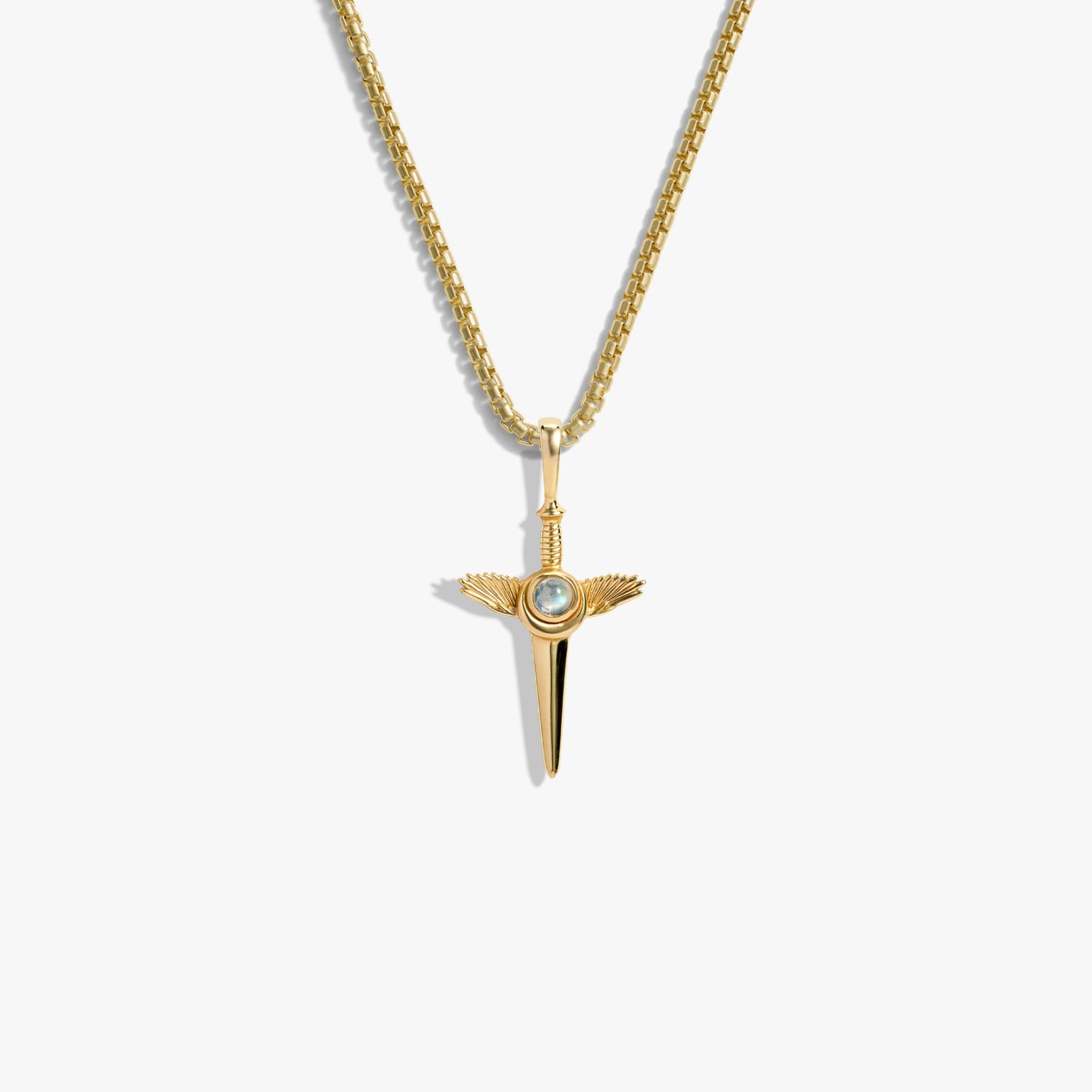 Awe Inspired Necklaces 14K Gold Vermeil / 16"-18" Round Box Chain Men's Flying Dagger Necklace