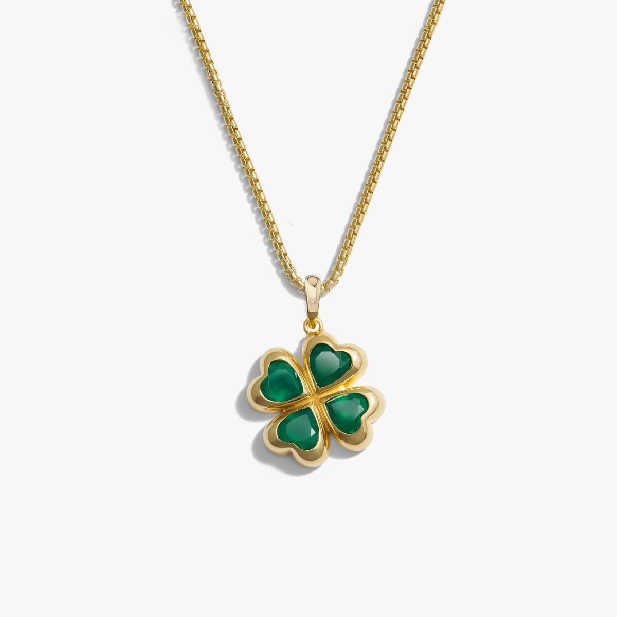 Awe Inspired Necklaces 14K Gold Vermeil / 16-18" Rounded Box Men's Lucky Clover Necklace