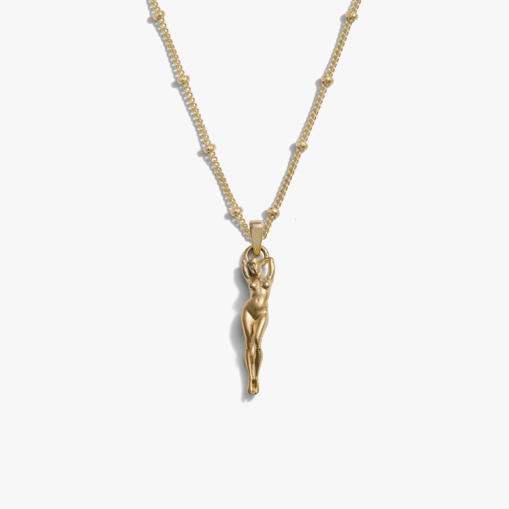 Awe Inspired Necklaces 14K Gold Vermeil / 16"-18" Saturn Chain / Mini Divine Feminine Charm Necklace