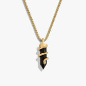 Awe Inspired Necklaces 14K Gold Vermeil / 20" 2.1mm Rounded Box Chain Men's Black Onyx Crystal Snake Necklace