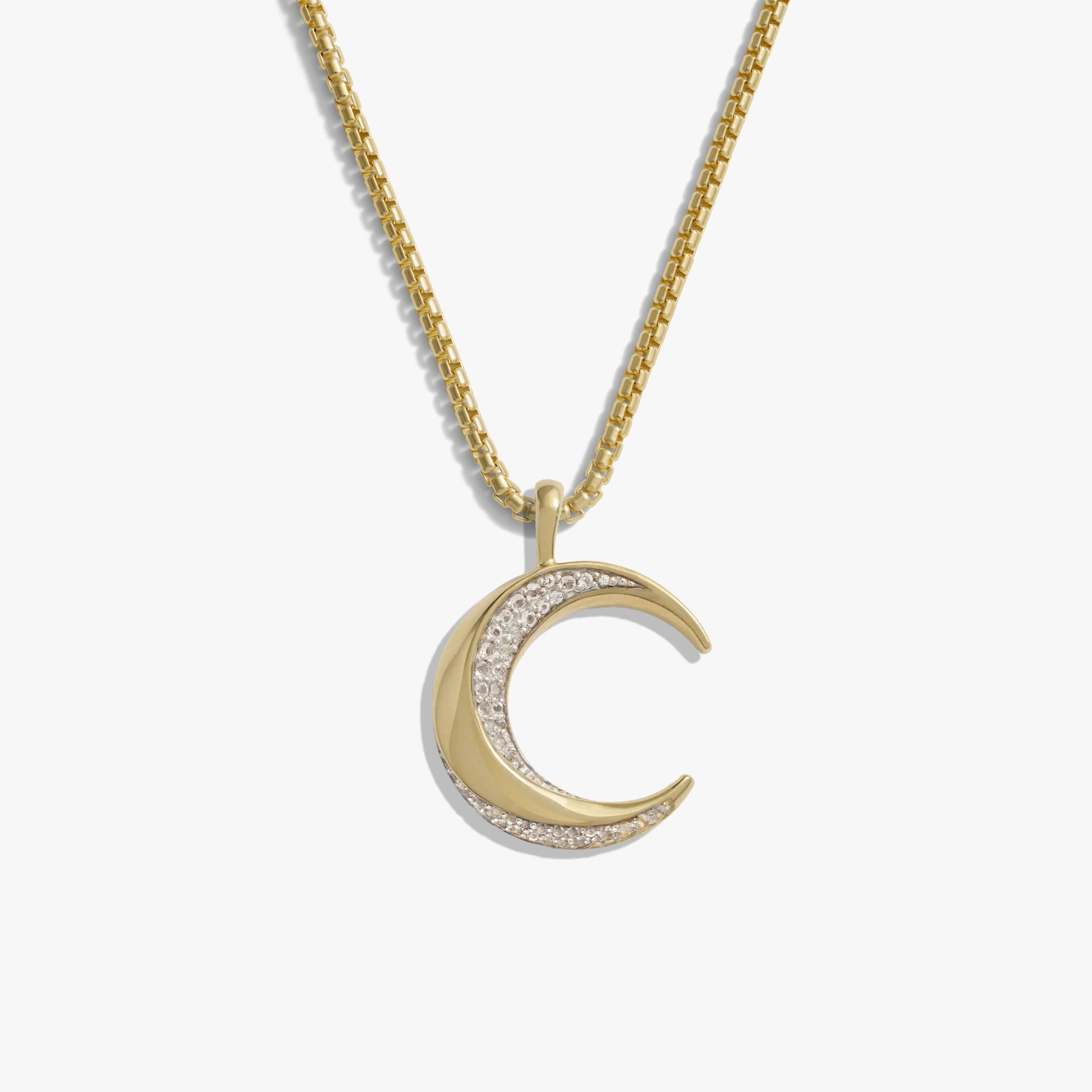 Awe Inspired Necklaces 14K Gold Vermeil / 20" 2.1mm Rounded Box Chain Men's Twisted Moon Necklace