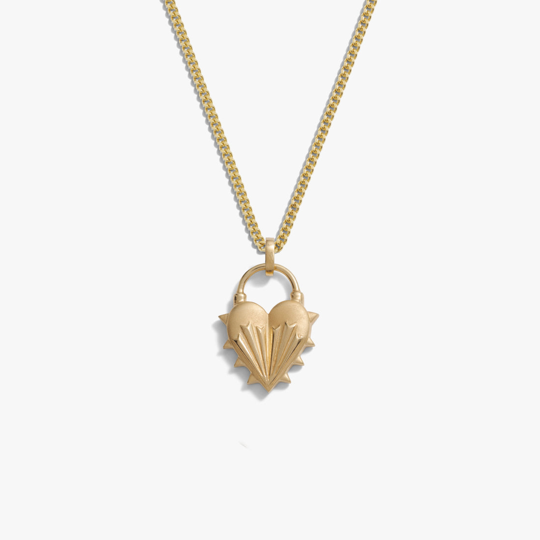 Awe Inspired Necklaces 14K Gold Vermeil / 20"-22" Cuban Chain Men's Spiked Heart Necklace