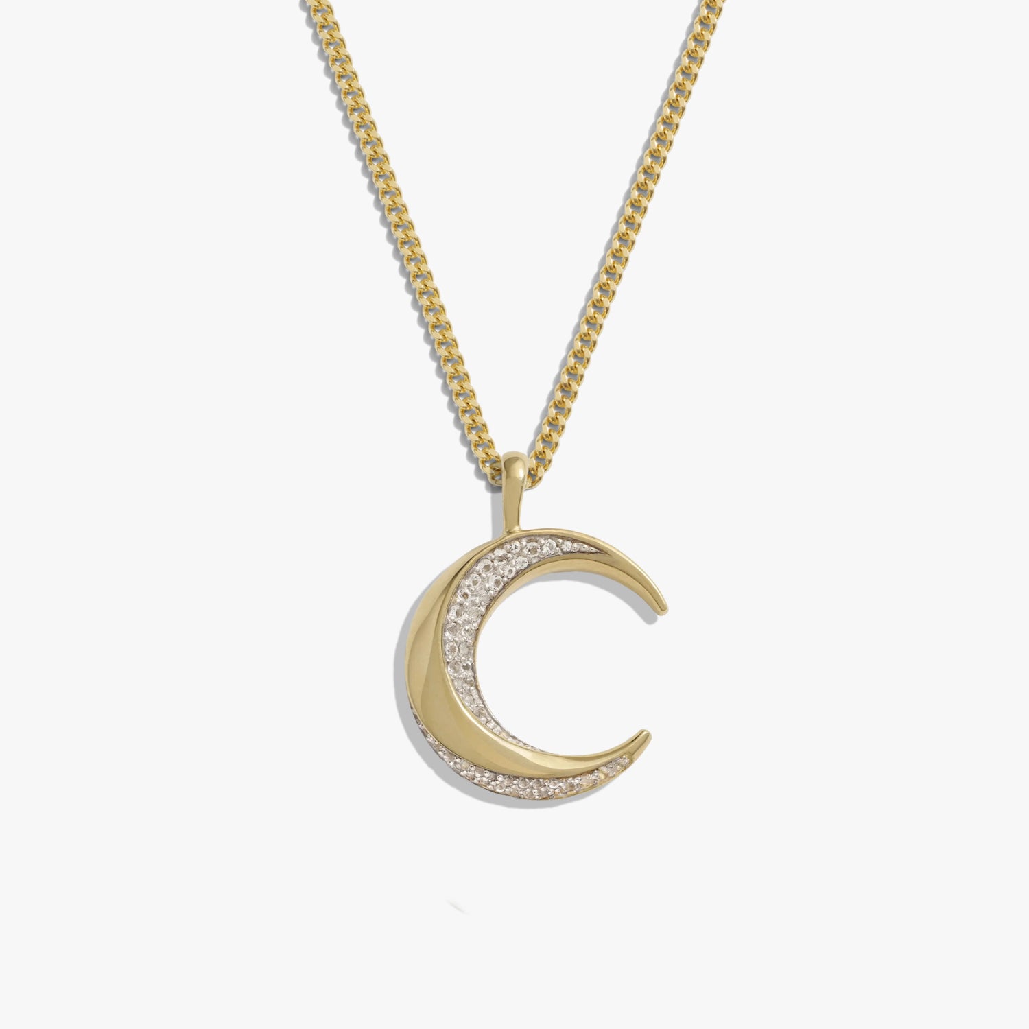Awe Inspired Necklaces 14K Gold Vermeil / 20"-22" Cuban Chain Twisted Moon Necklace