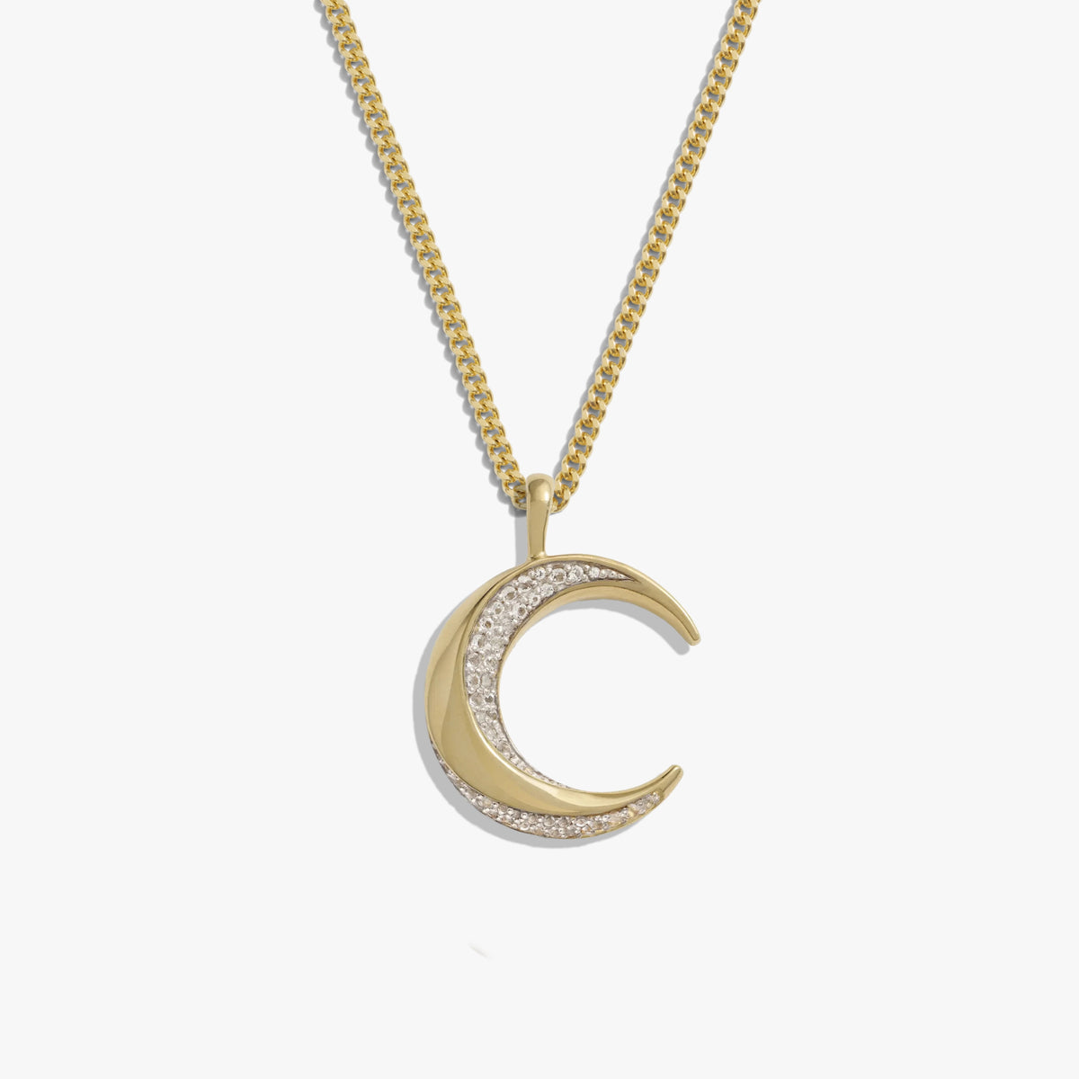 Awe Inspired Necklaces 14K Gold Vermeil / 20"-22" Cuban Chain Twisted Moon Necklace