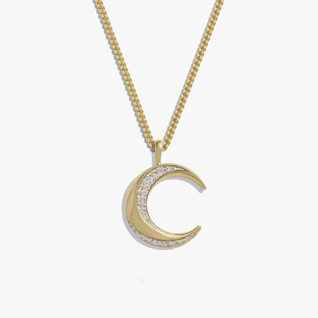 Awe Inspired Necklaces 14K Gold Vermeil / 20"-22" Cuban Chain Twisted Moon Necklace