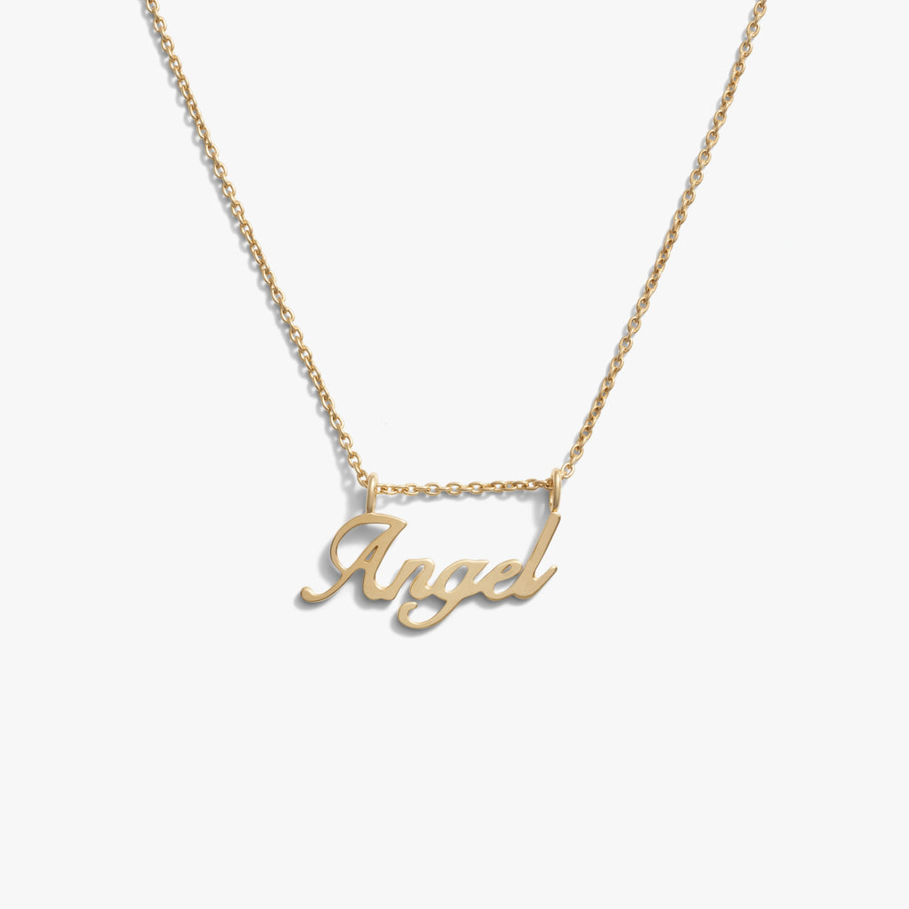 Awe Inspired Necklaces 14K Gold Vermeil Angel Nameplate Necklace