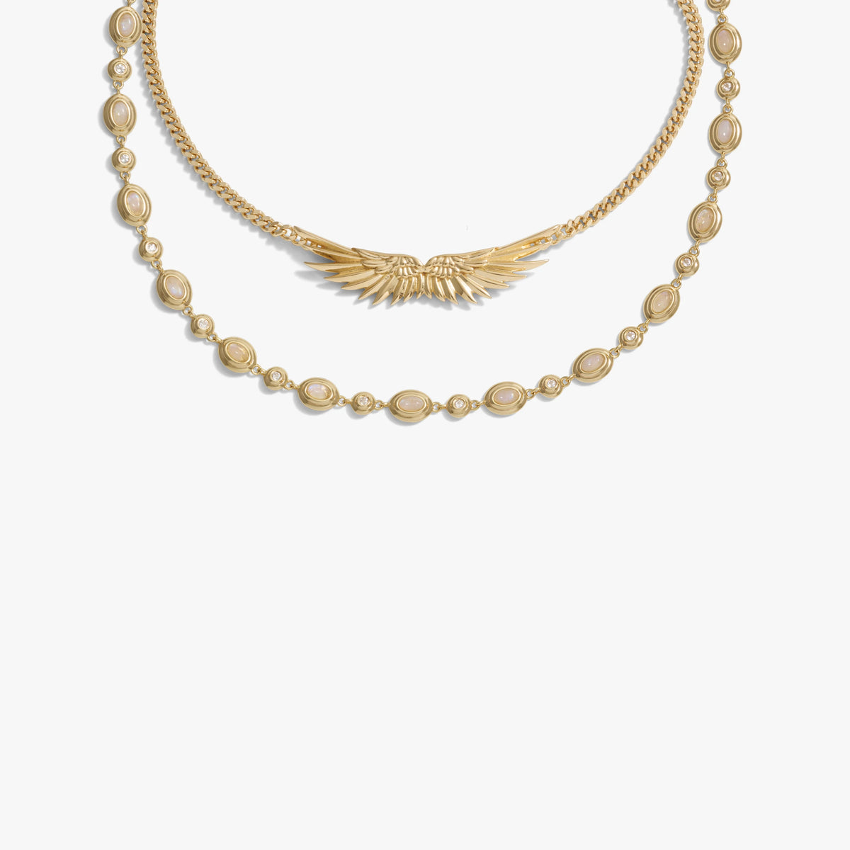 Awe Inspired Necklaces 14K Gold Vermeil Angel Wing Necklace Set