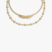 Awe Inspired Necklaces 14K Gold Vermeil Angel Wing Necklace Set