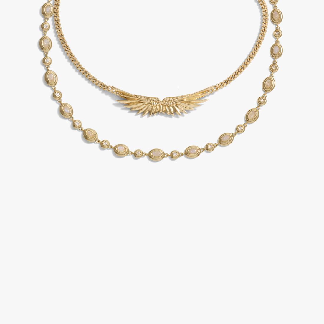 Awe Inspired Necklaces 14K Gold Vermeil Angel Wing Necklace Set