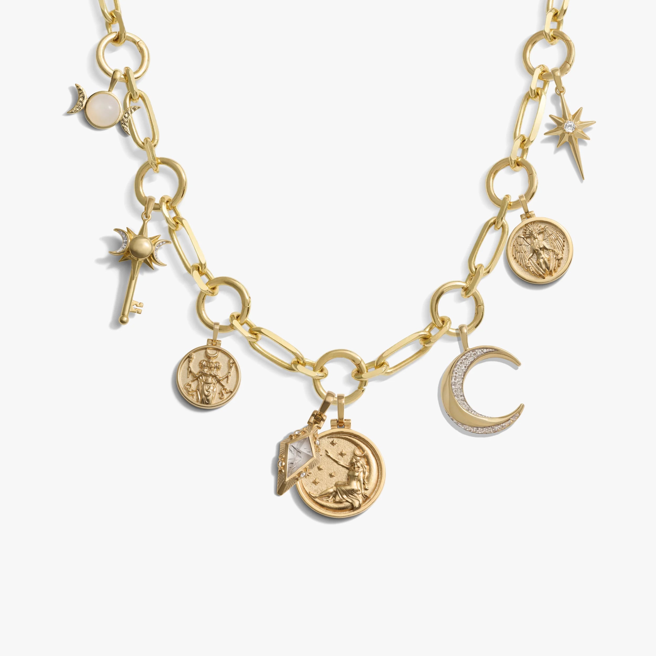 Awe Inspired Necklaces 14K Gold Vermeil Cosmic Statement Charm Necklace