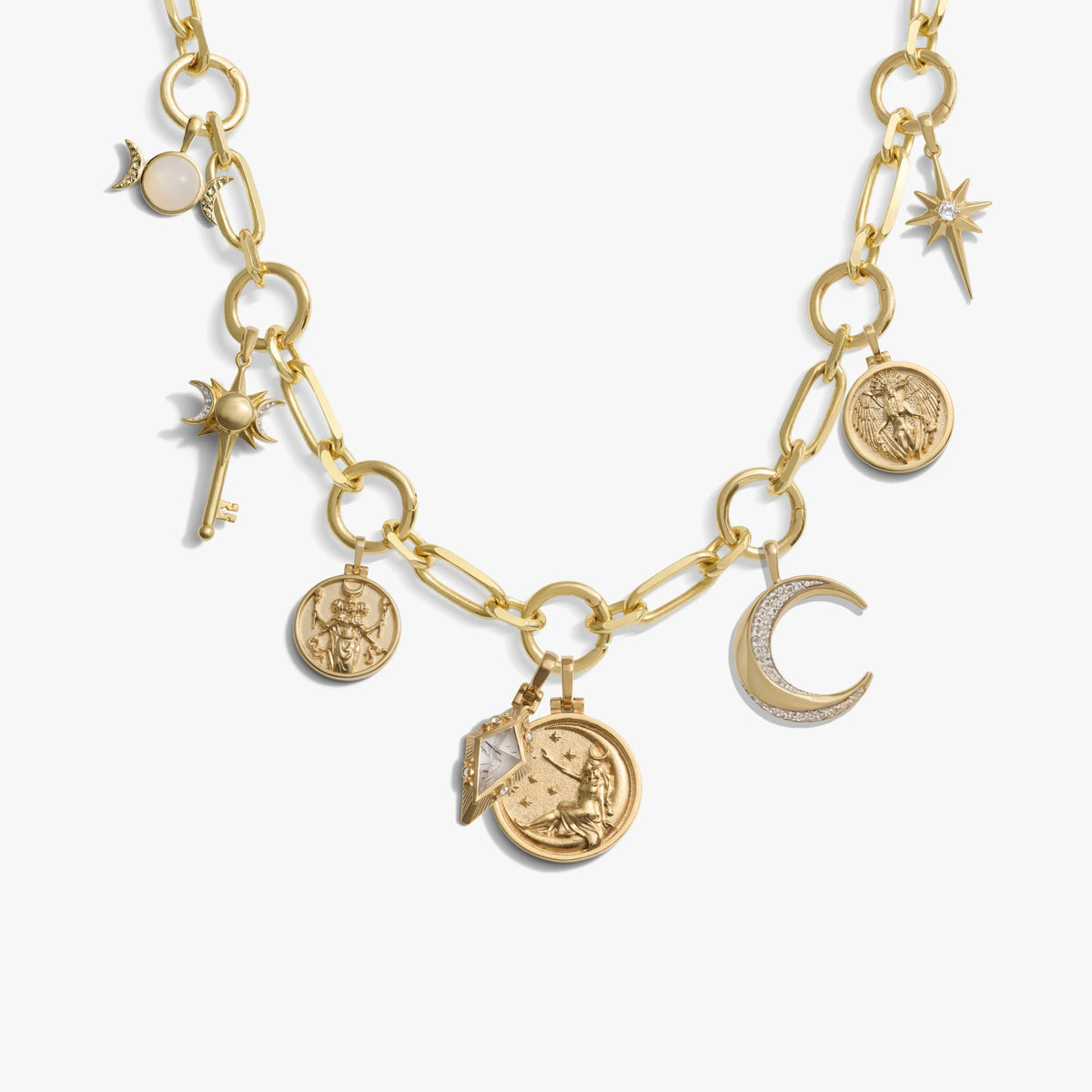 Awe Inspired Necklaces 14K Gold Vermeil Cosmic Statement Charm Necklace