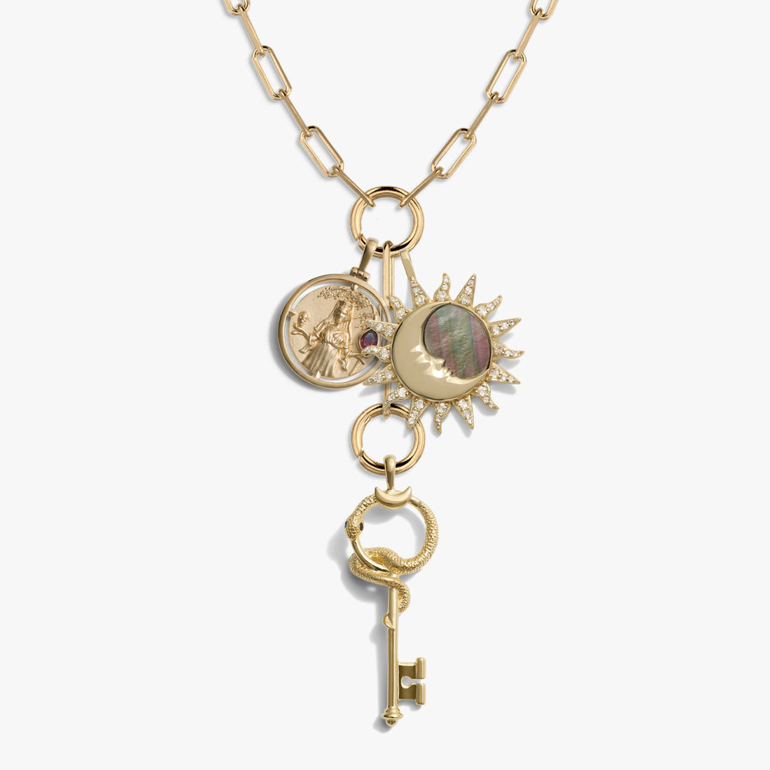 Awe Inspired Necklaces 14K Gold Vermeil Dark Goddess Charm Lariat