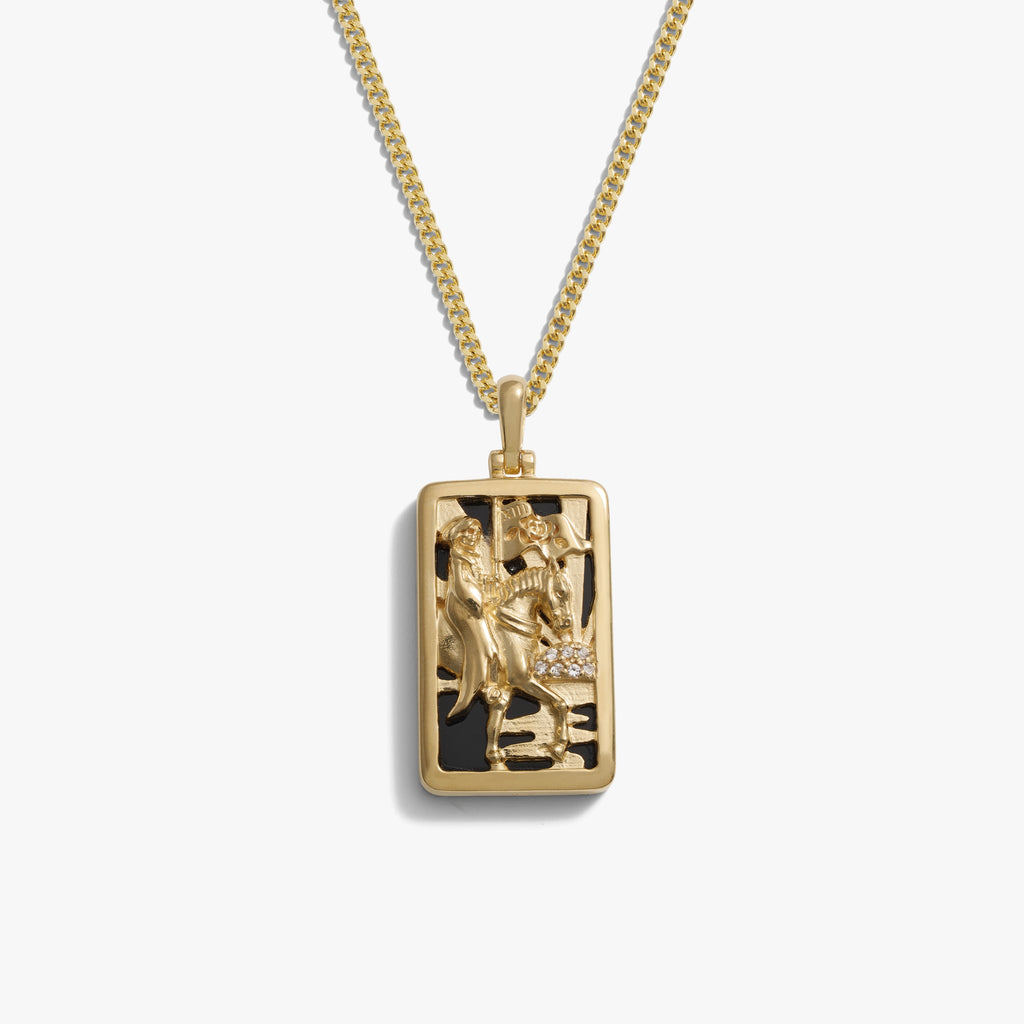 Awe Inspired Necklaces 14K Gold Vermeil / Death / 16-18" Cuban Chain Men's Tarot Necklace