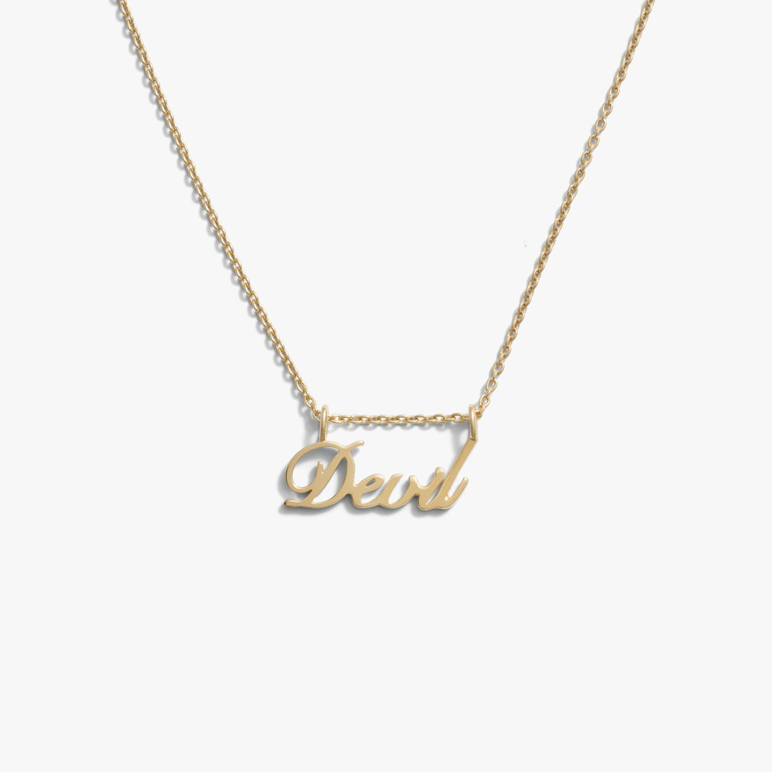 Awe Inspired Necklaces 14K Gold Vermeil Devil Nameplate Necklace
