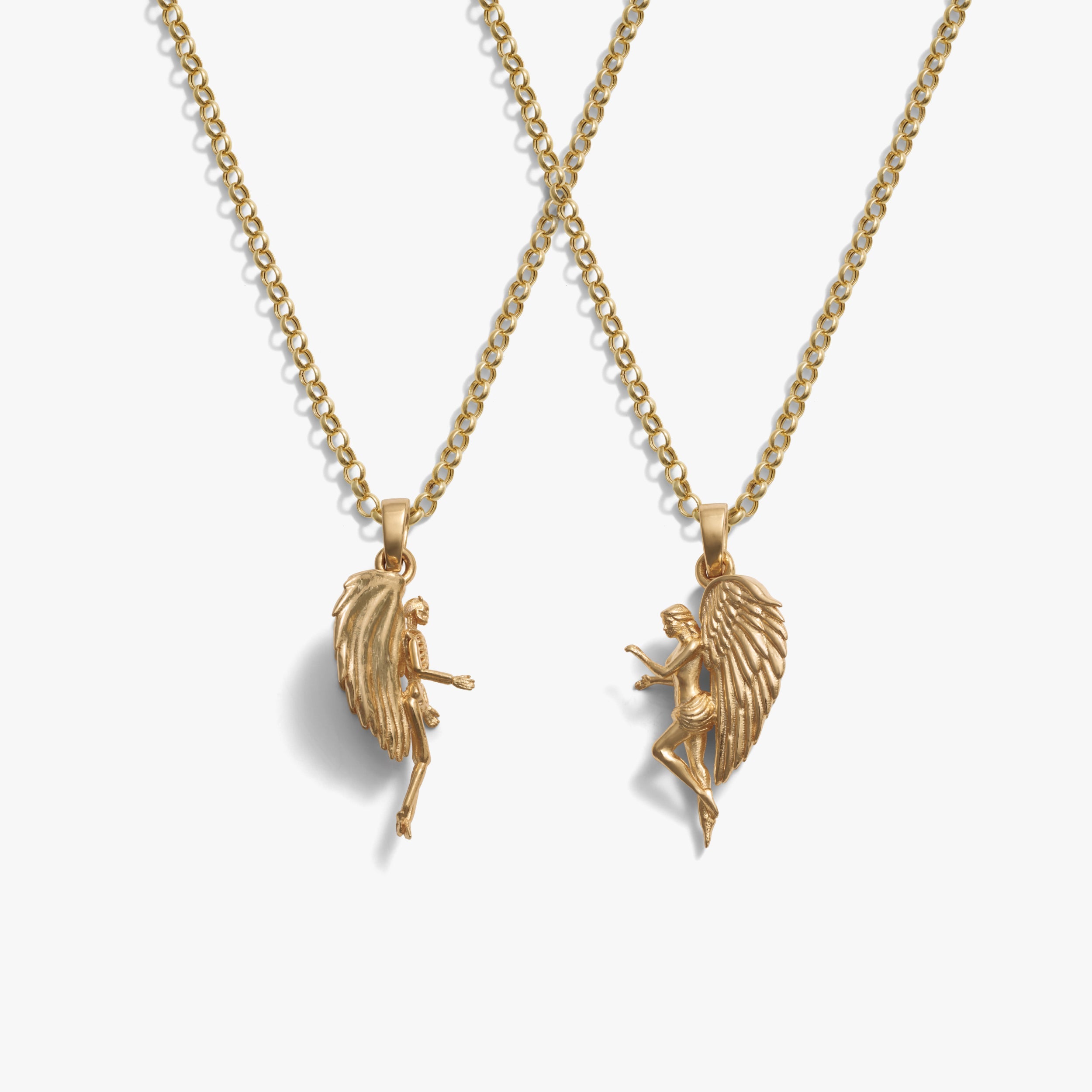 Awe Inspired Necklaces 14K Gold Vermeil / Gold Angel & Devil / 18'' Angel To My Devil Necklace Duo
