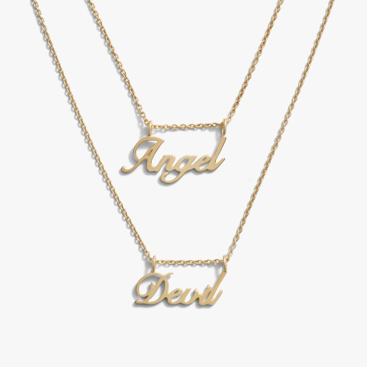 Awe Inspired Necklaces 14K Gold Vermeil / Gold Angel & Devil Twin Flames Necklace Duo
