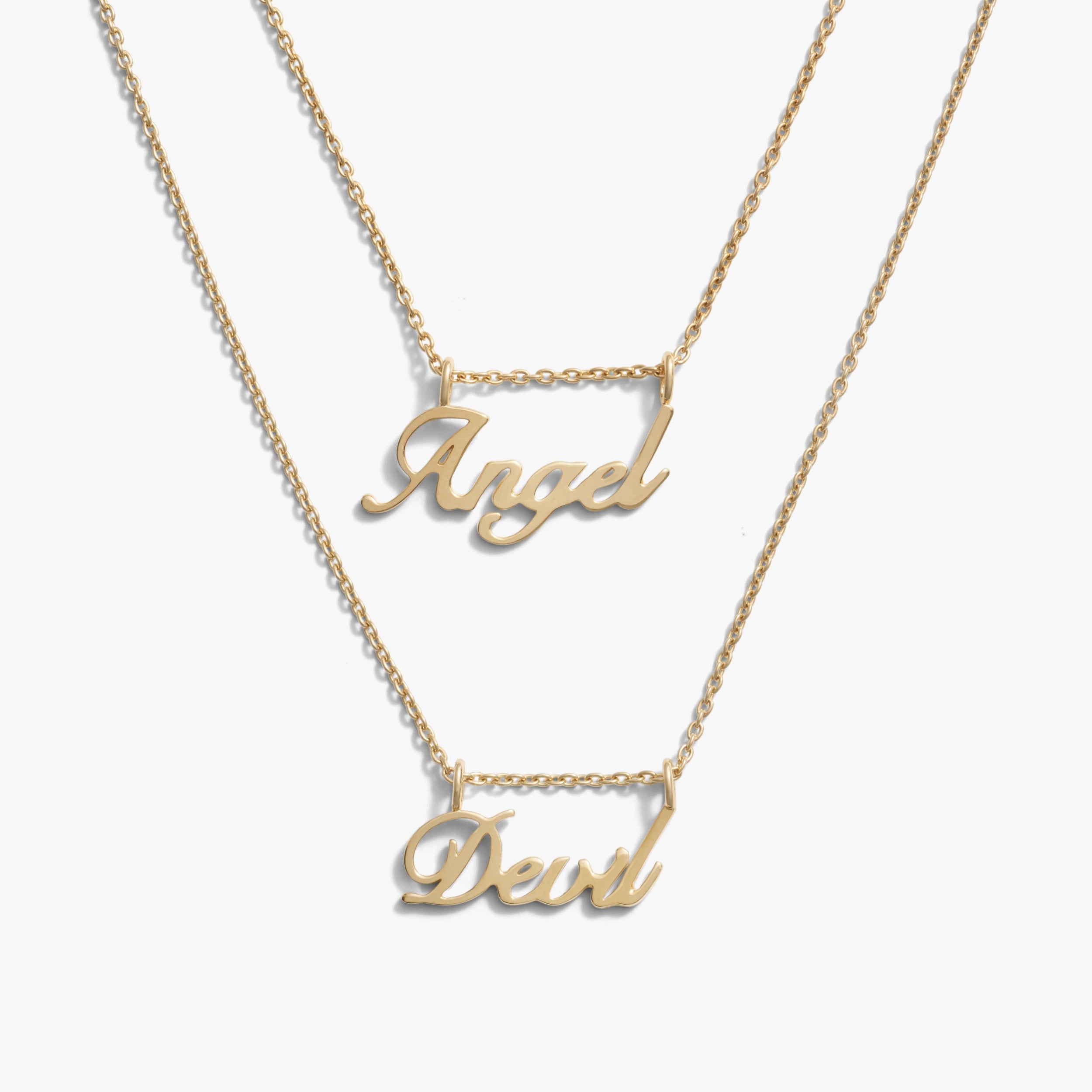 Awe Inspired Necklaces 14K Gold Vermeil / Gold Angel & Devil Twin Flames Necklace Duo
