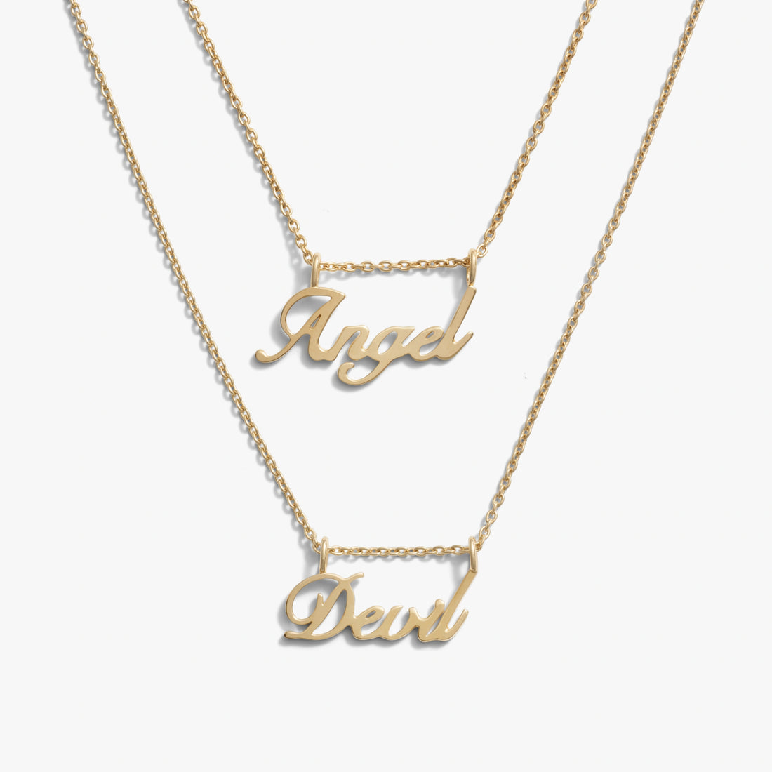 Awe Inspired Necklaces 14K Gold Vermeil / Gold Angel & Devil Twin Flames Necklace Duo