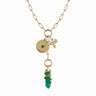 Awe Inspired Necklaces 14K Gold Vermeil Green Goddess Charm Collector Lariat Necklace Set