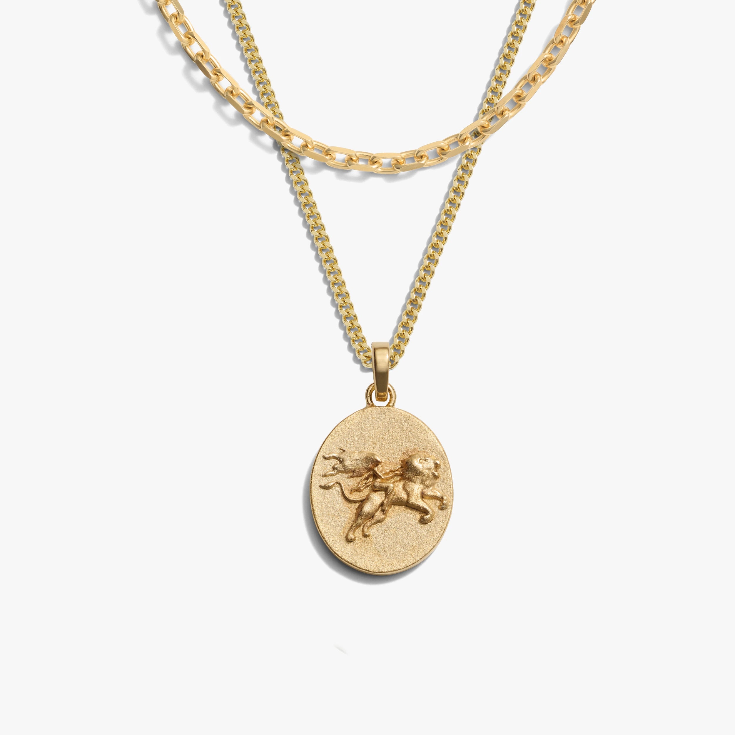 Awe Inspired Necklaces 14K Gold Vermeil / Leo Men's Zodiac Goddess Amulet Set