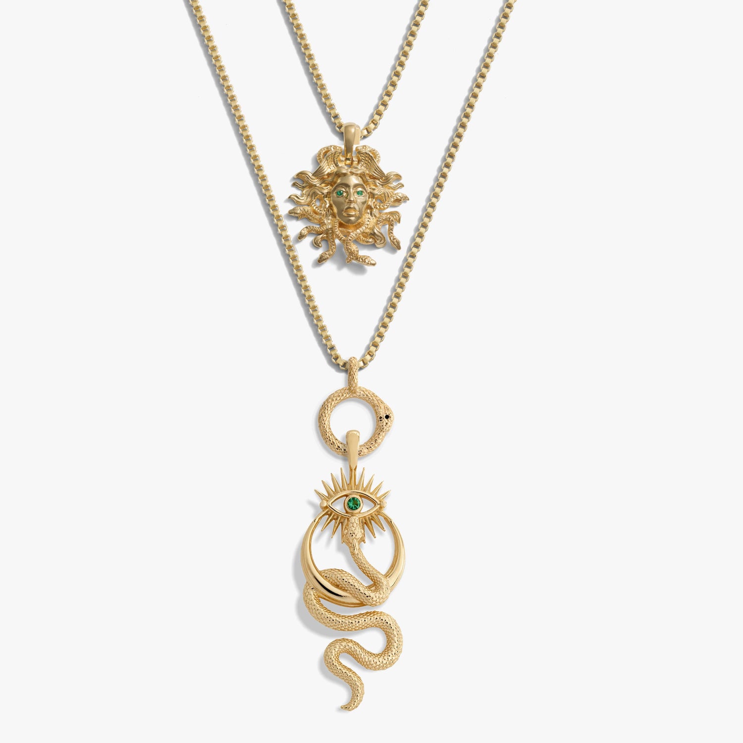 Awe Inspired Necklaces 14K Gold Vermeil Medusa’s Gaze Necklace Set