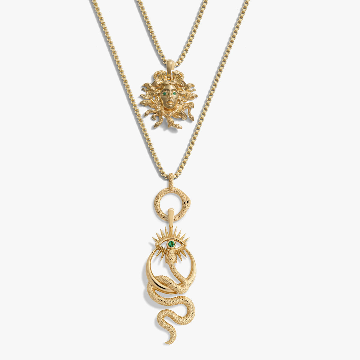 Awe Inspired Necklaces 14K Gold Vermeil Medusa’s Gaze Necklace Set