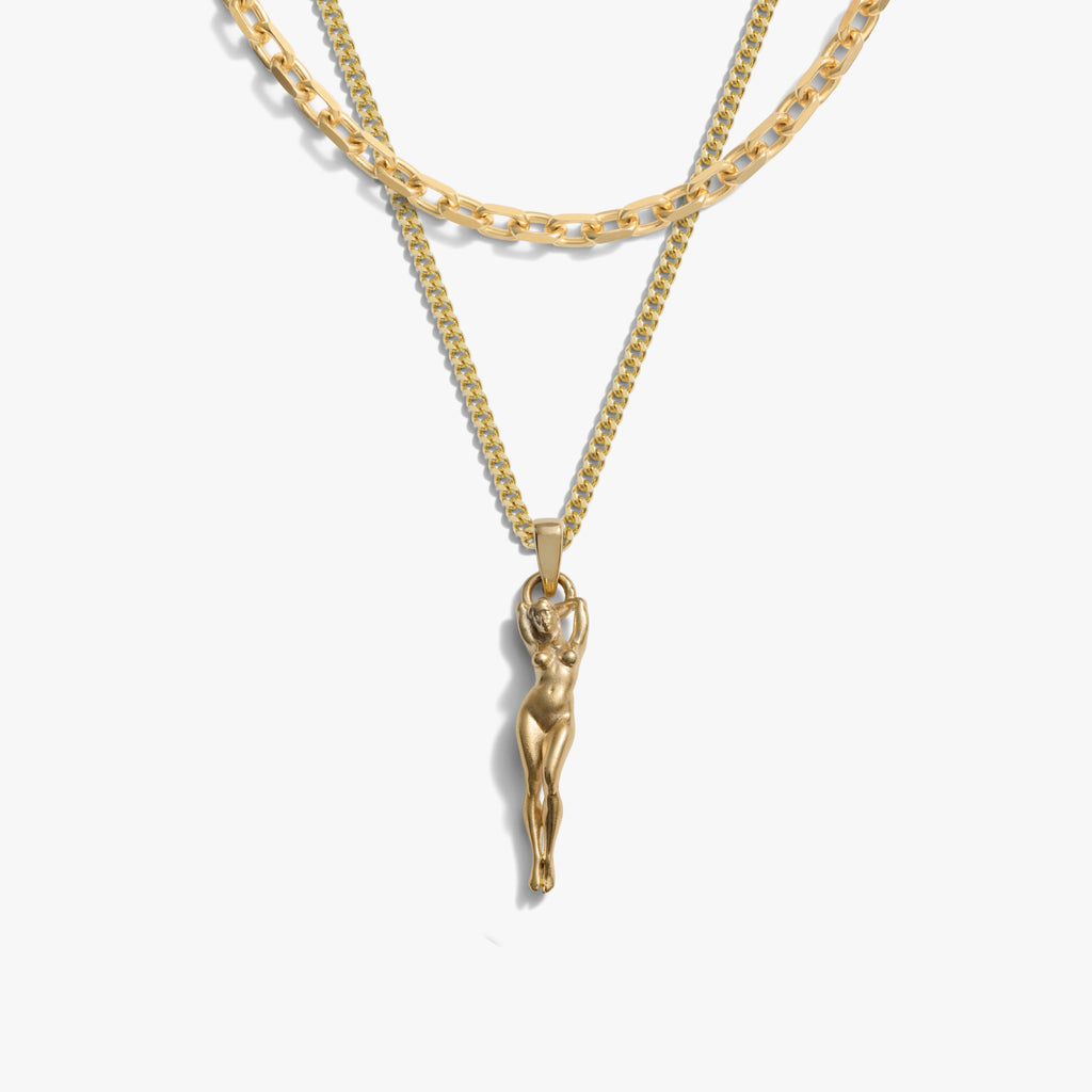 Awe Inspired Necklaces 14K Gold Vermeil Men's Divine Feminine Necklace Set