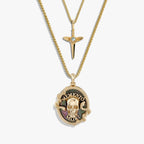 Awe Inspired Necklaces 14K Gold Vermeil Men's Memento Mori Necklace Set