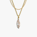 Awe Inspired Necklaces 14K Gold Vermeil Men's Mother of Pearl Feather Necklace Set