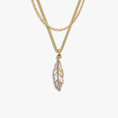 Awe Inspired Necklaces 14K Gold Vermeil Men's Mother of Pearl Feather Necklace Set