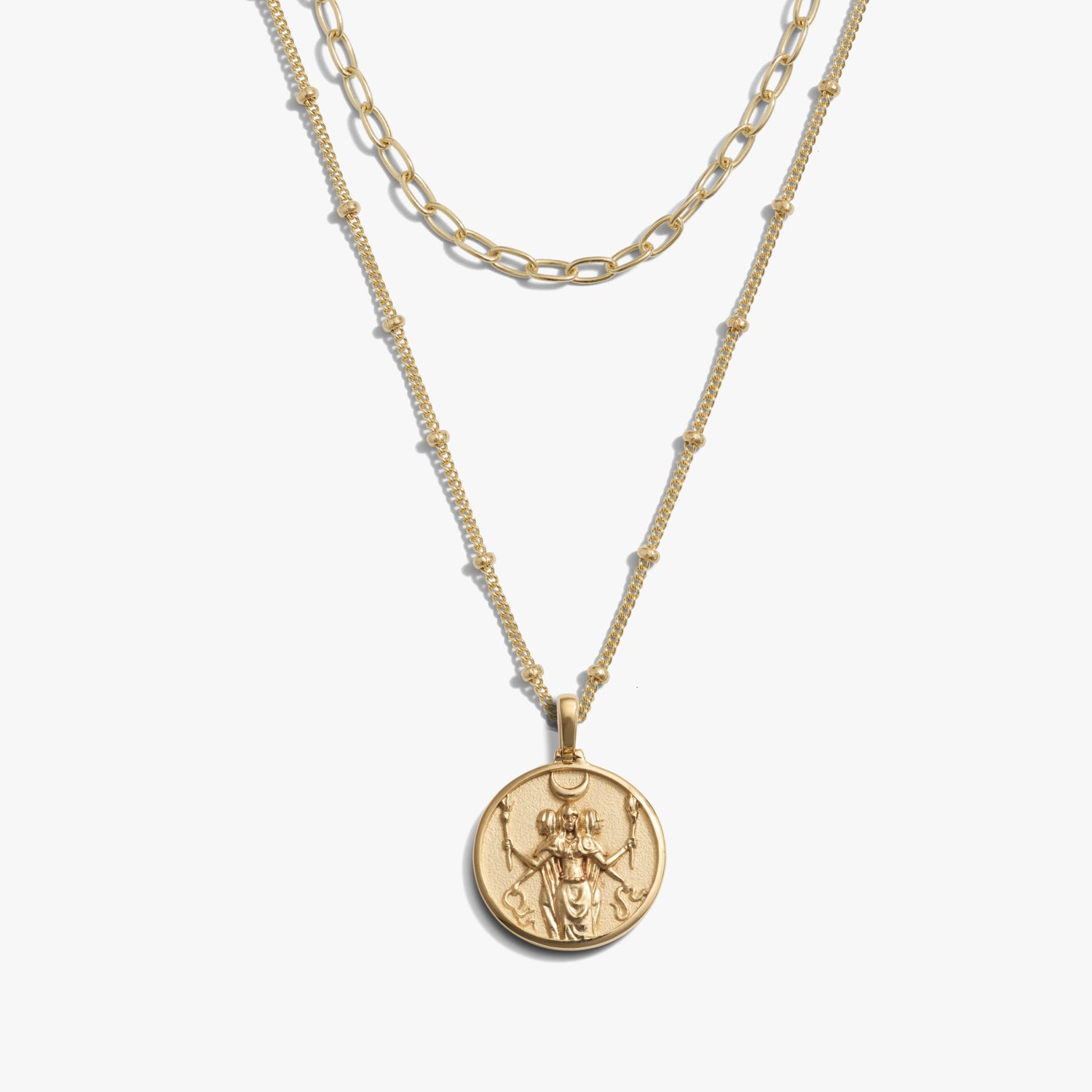 Awe Inspired Necklaces 14K Gold Vermeil Mini Hecate + Delicate Paperclip Necklace Set