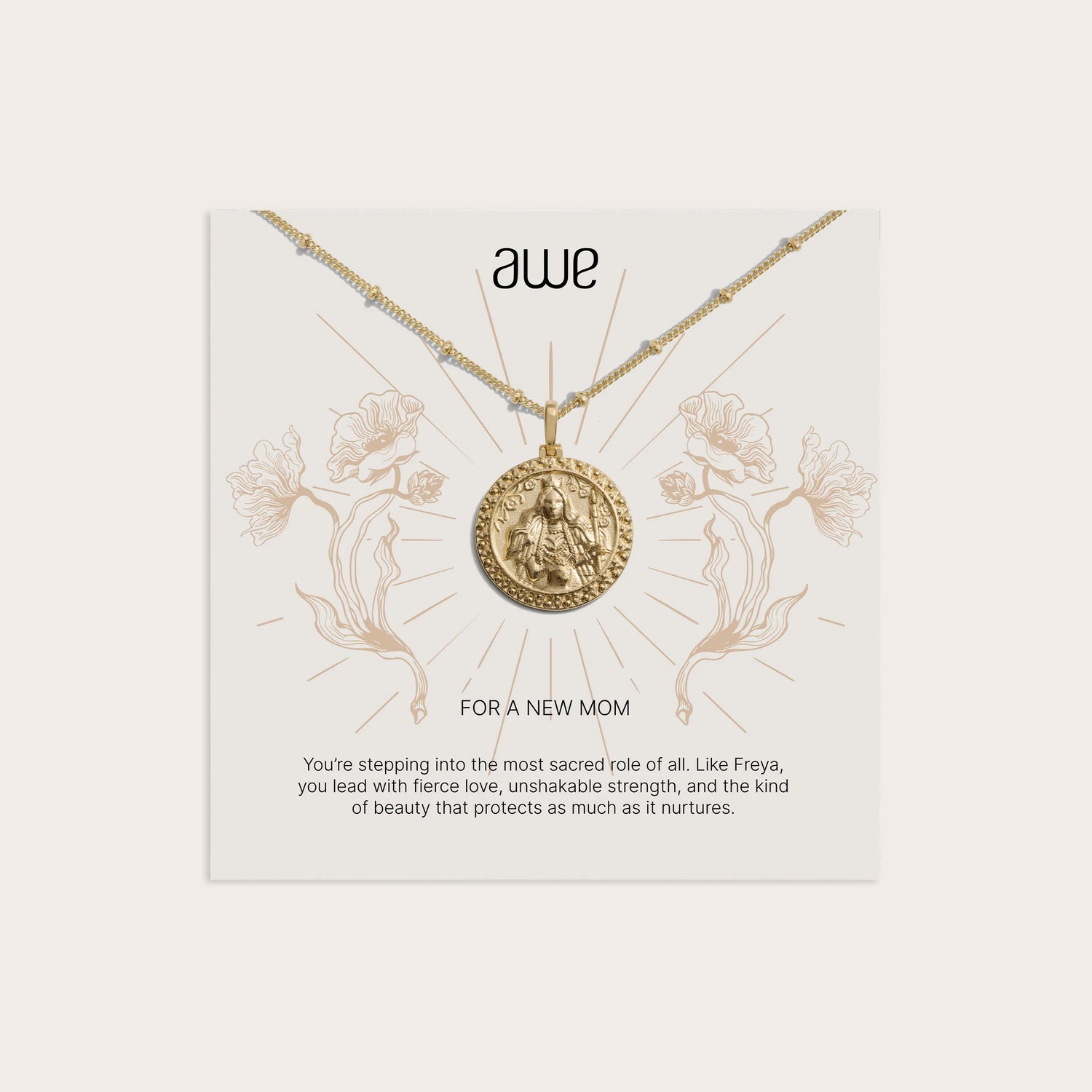 Awe Inspired Necklaces 14K Gold Vermeil New Mom Card Gift Set