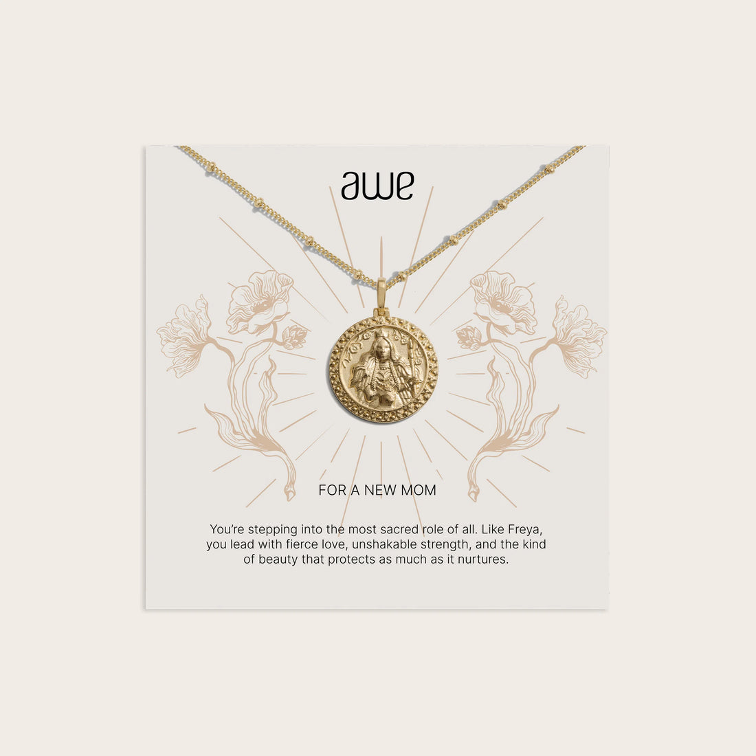 Awe Inspired Necklaces 14K Gold Vermeil New Mom Card Gift Set