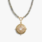 Awe Inspired Necklaces 14K Gold Vermeil Pink Manifestation Locket Labradorite Charm Necklace