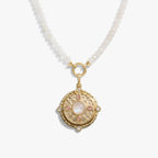 Awe Inspired Necklaces 14K Gold Vermeil Pink Manifestation Locket Moonstone Charm Necklace