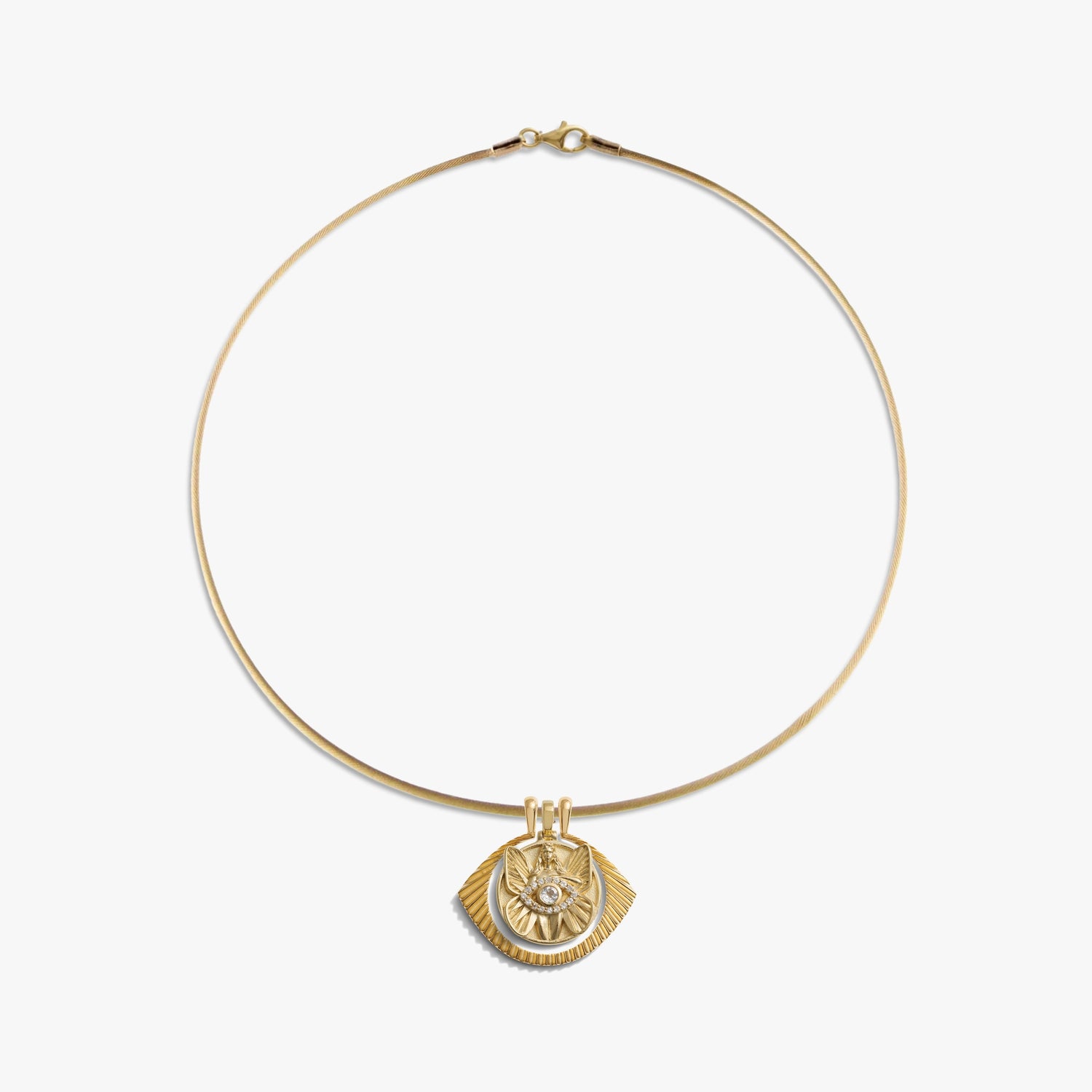 Awe Inspired Necklaces 14K Gold Vermeil Psyche Third Eye Charm Collar