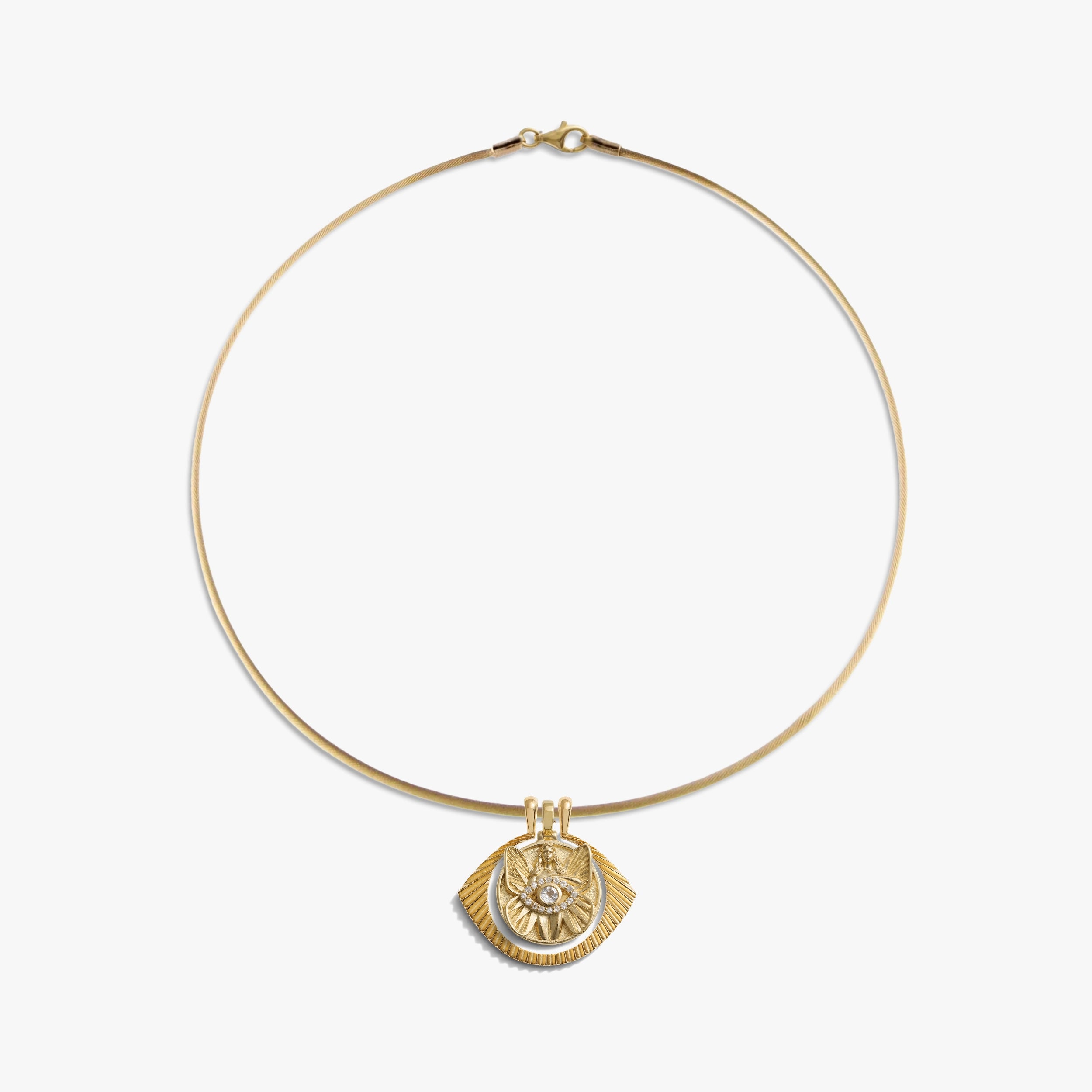 Awe Inspired Necklaces 14K Gold Vermeil Psyche Third Eye Charm Collar