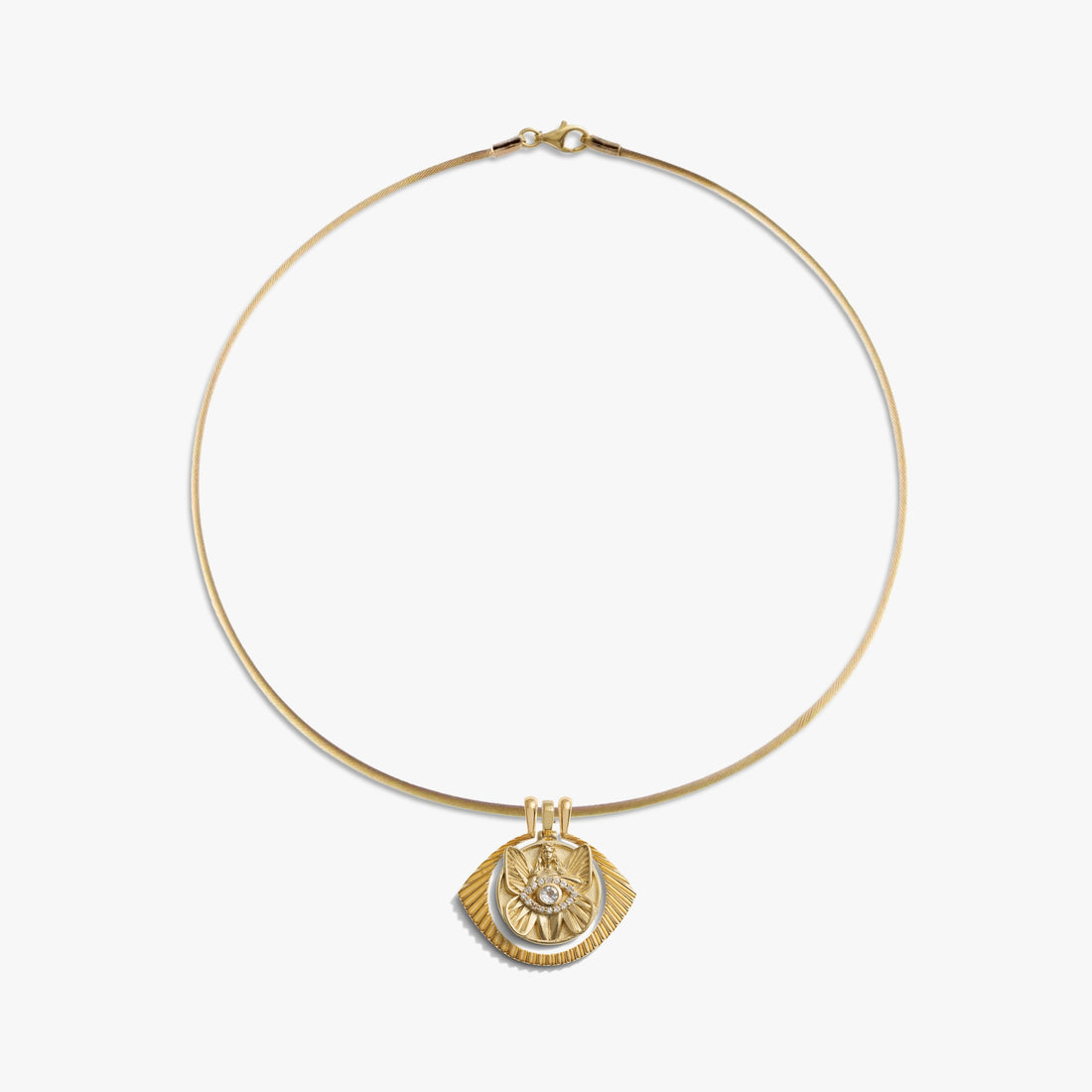 Awe Inspired Necklaces 14K Gold Vermeil Psyche Third Eye Charm Collar