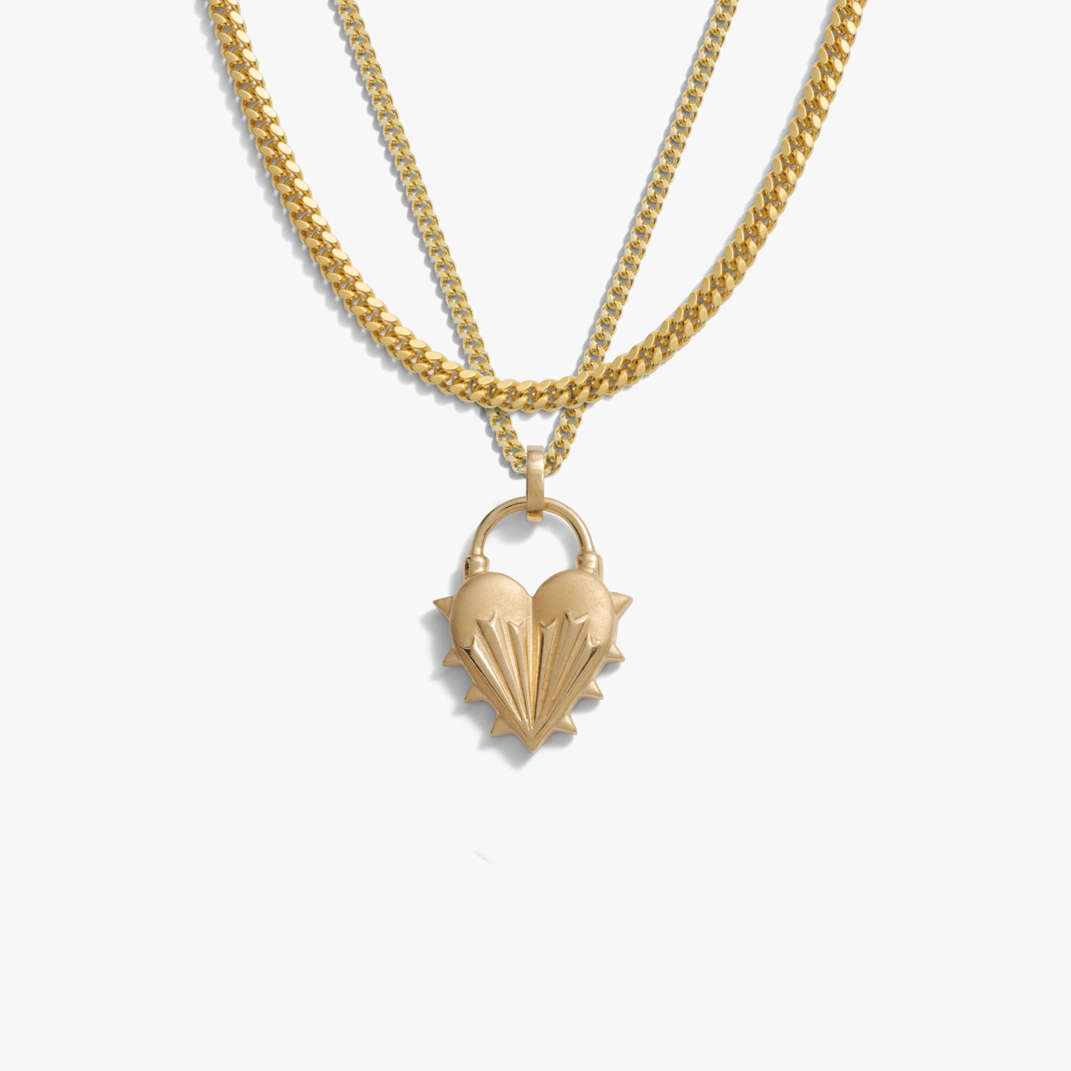 Awe Inspired Necklaces 14K Gold Vermeil Spiked Heart Layering Set