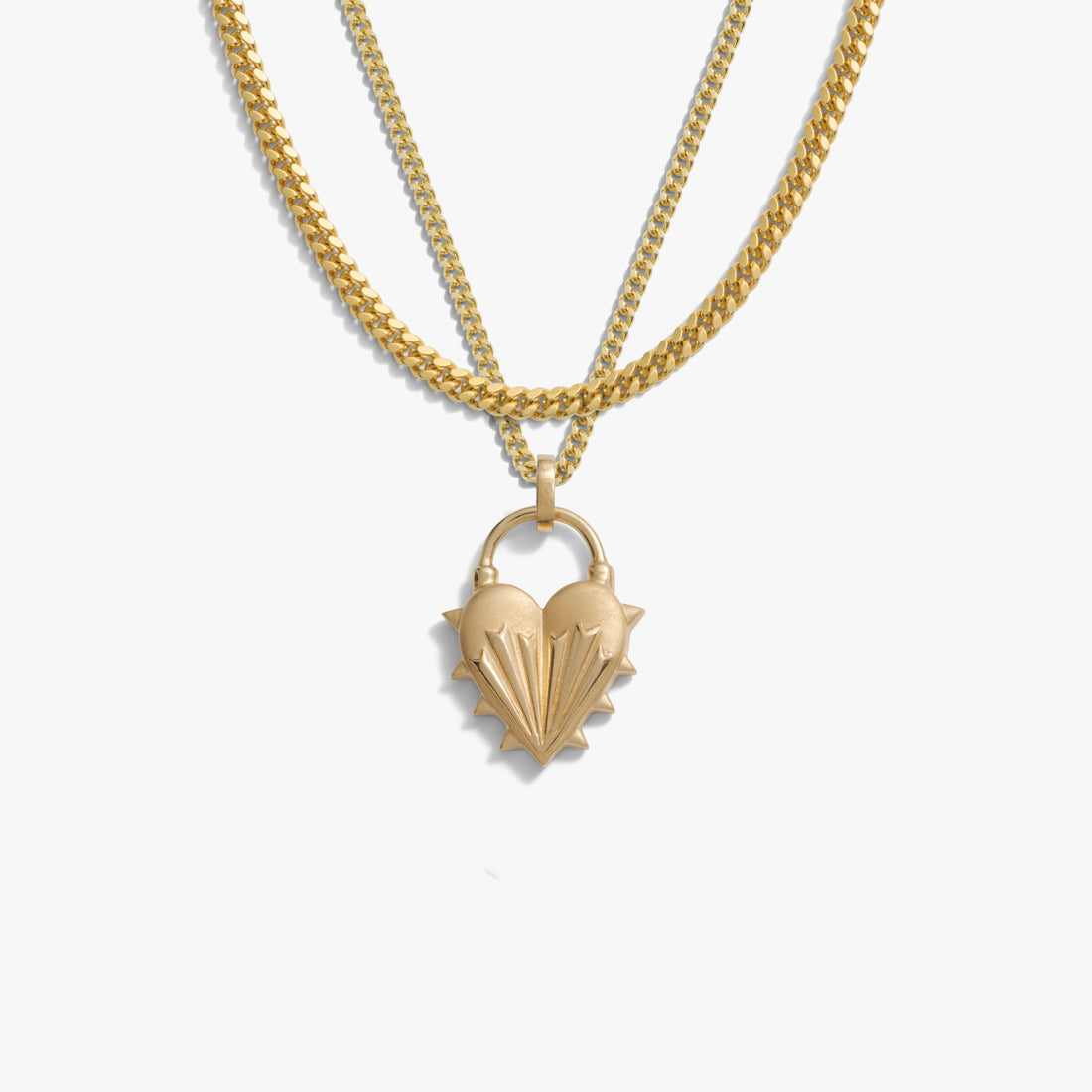 Awe Inspired Necklaces 14K Gold Vermeil Spiked Heart Layering Set