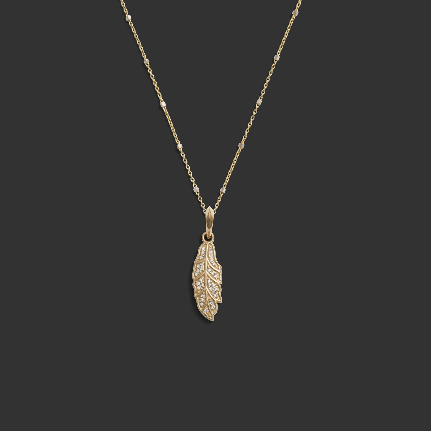 Awe Inspired Necklaces 14K White Gold / 16" Diamond Feather Necklace