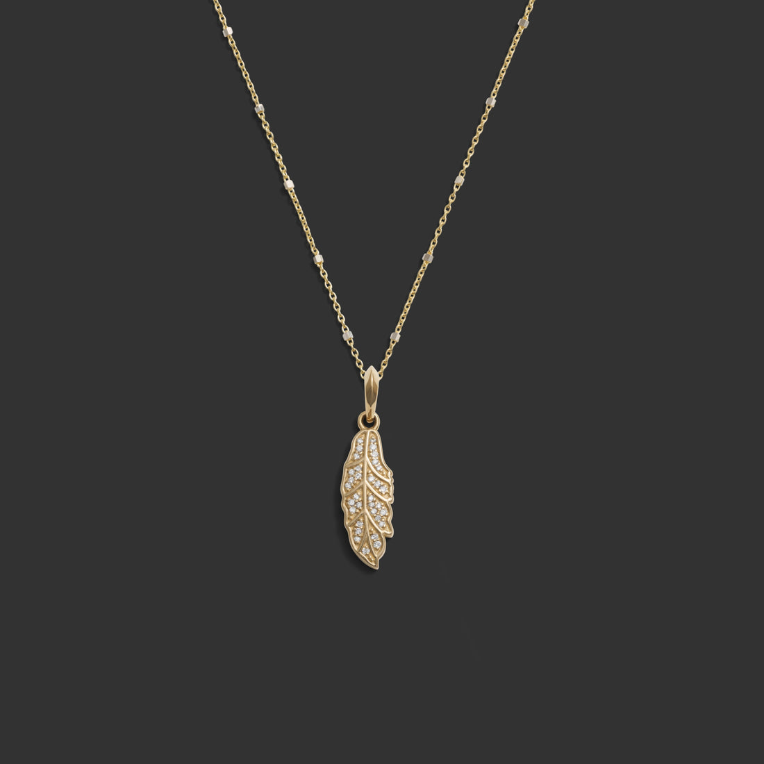 Awe Inspired Necklaces 14K White Gold / 16" Diamond Feather Necklace