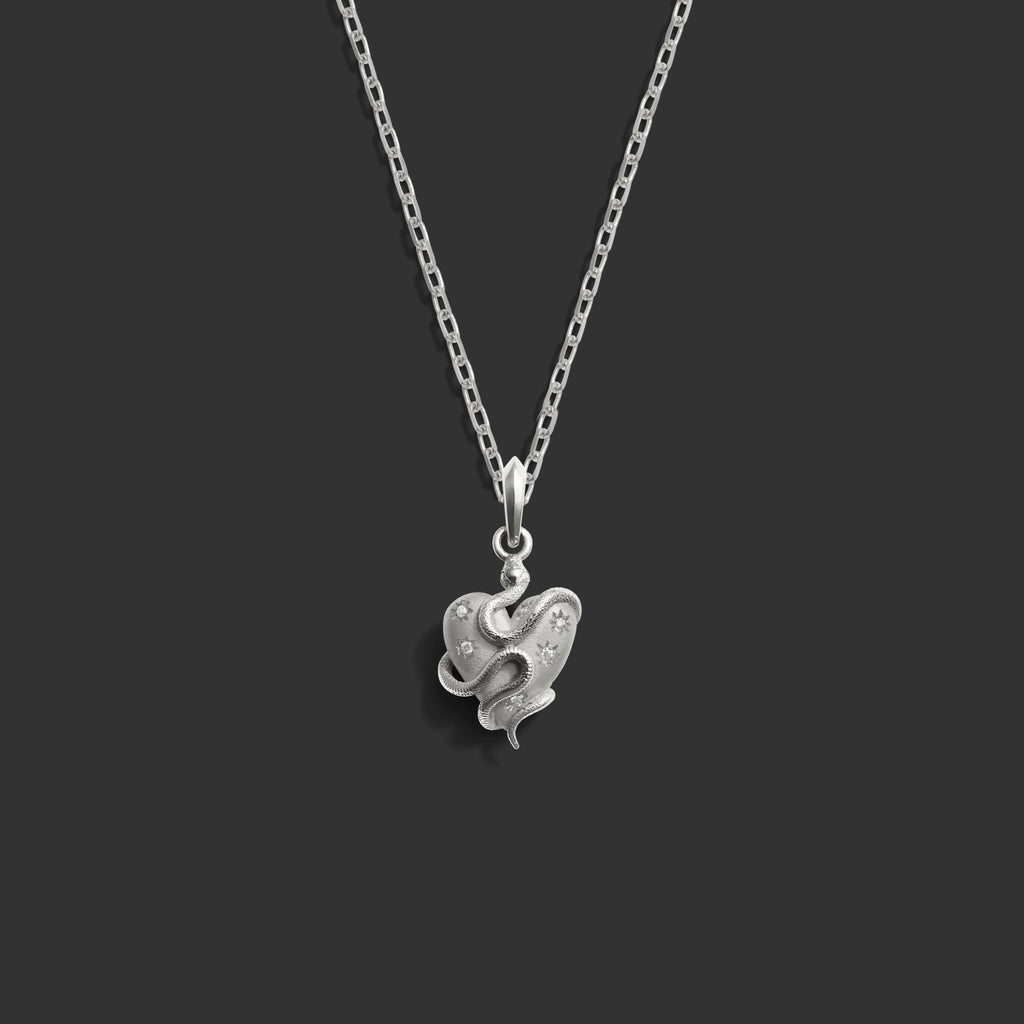 Awe Inspired Necklaces 14K White Gold / 16" Diamond Serpent Heart Necklace